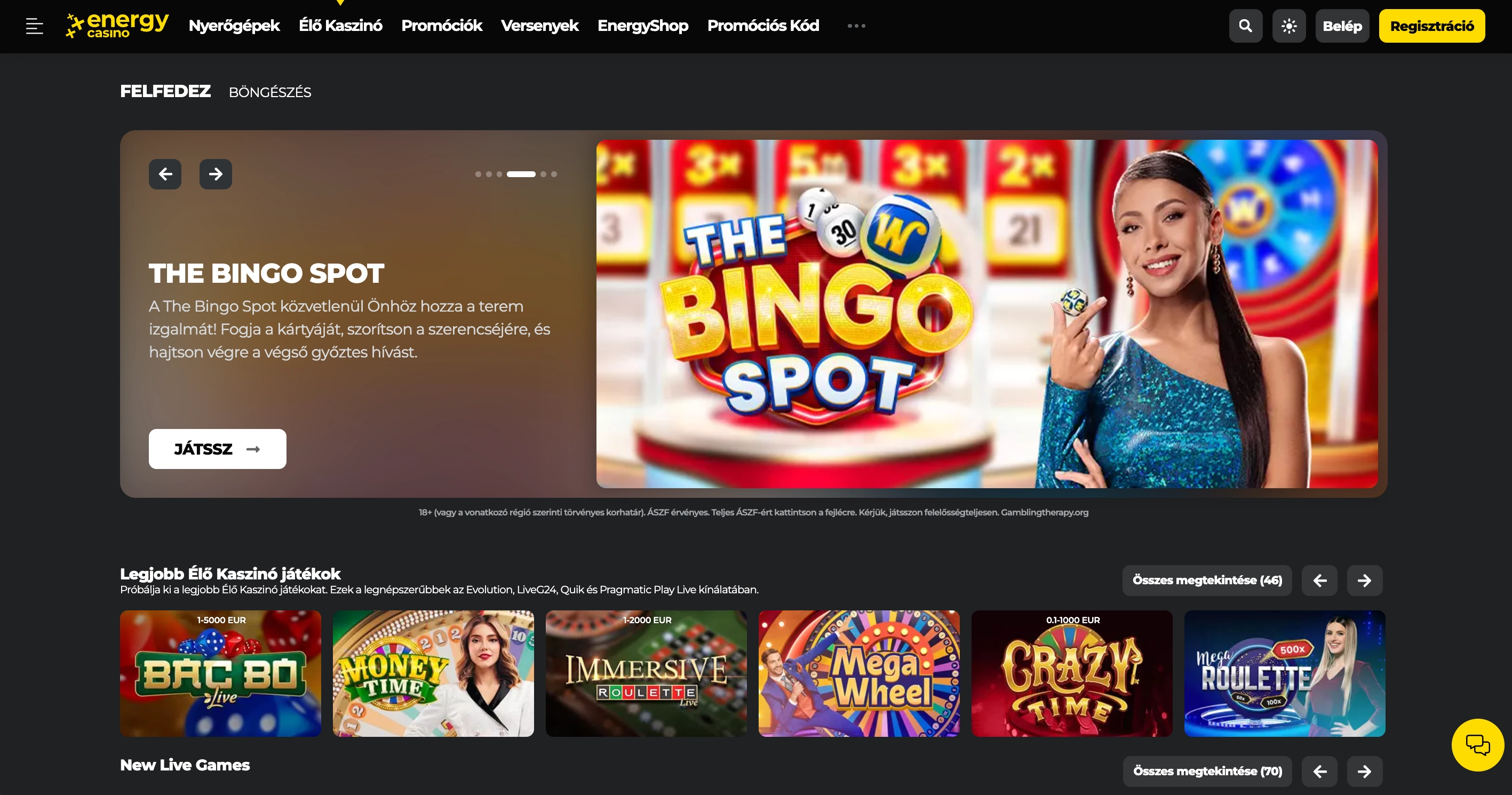 EnergyCasino élő kaszinó